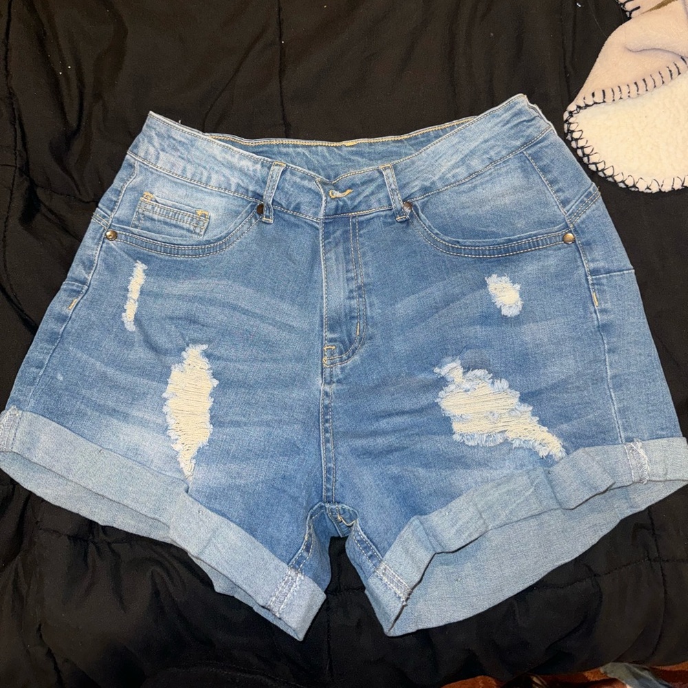 Blue denim shorts